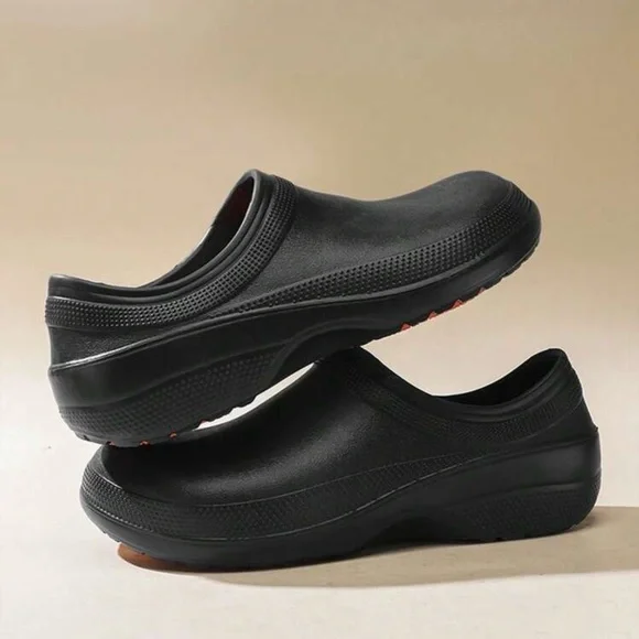 Men’s Chef Work Shoes | Non-Slip Waterproof Clogs Black - Picture 5 of 7